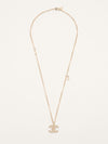 Gold CC Strass Pearl Pendant Necklace
