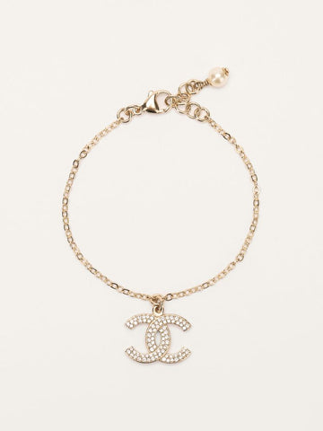 Gold CC Crystal Embellished Bracelet