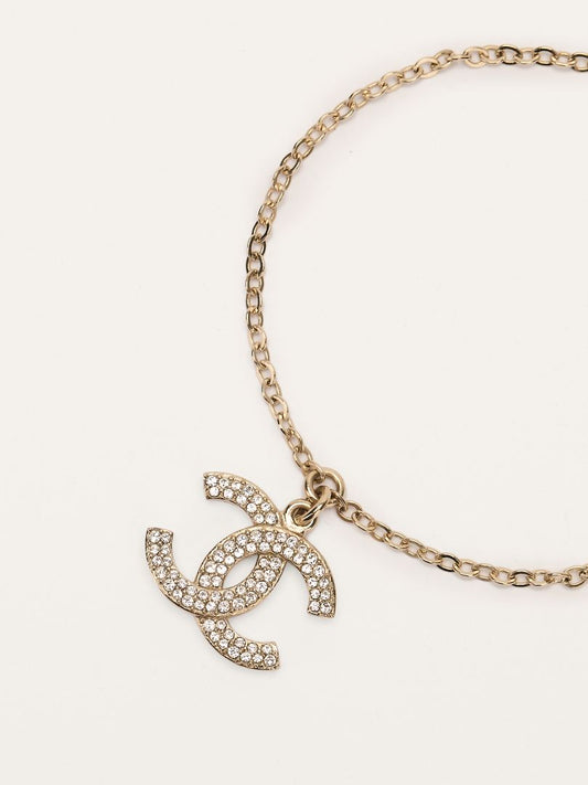 Gold CC Crystal Embellished Bracelet