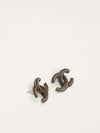 Silver Tone CC Logo Earrings