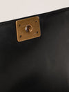Black Old Medium Chevron Velvet Boy Bag With GHW