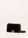 Black Old Medium Chevron Velvet Boy Bag With GHW