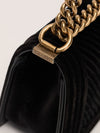 Black Old Medium Chevron Velvet Boy Bag With GHW