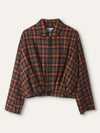 Orange & Brown Draped Check Jacket