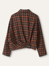 Orange & Brown Draped Check Jacket