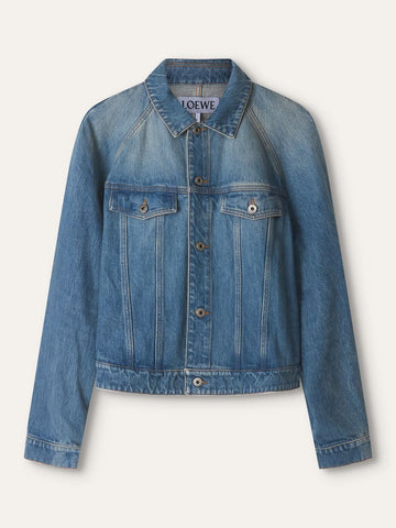 Washed Blue Denim Trapeze Jacket