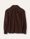 Brown Suede Draped Long-Sleeved Shirt