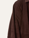 Brown Suede Draped Long-Sleeved Shirt