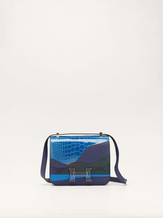Constance 24 'Au Bout Du Monde' Bleu Zellige, Encre, Nuit and Vert Anglais Shiny Alligator, Lizard and Swift With PHW 2020 Y Stamp