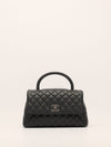 Black Medium Quilted Caviar Coco Handle Flap Bag With SHW