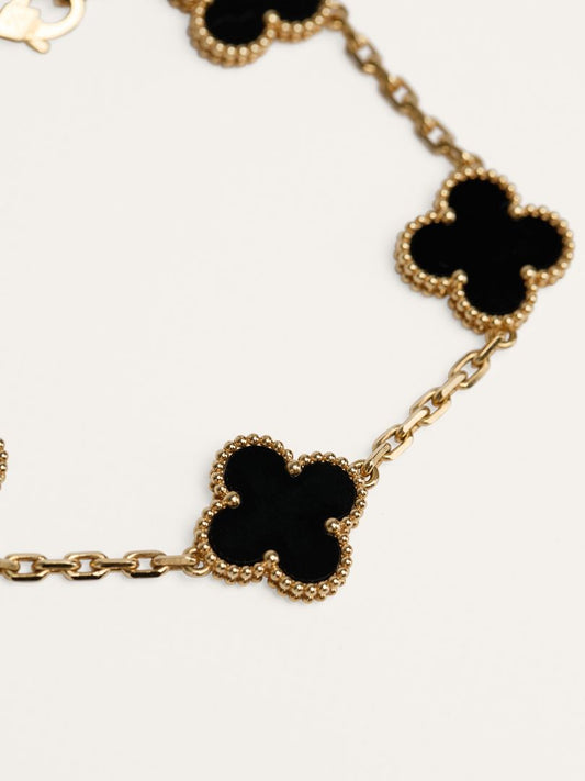 Yellow Gold Vintage Alhambra Black Onyx 5-Motif Bracelet
