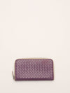 Purple Intrecciato Zip Wallet
