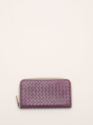 Purple Intrecciato Zip Wallet