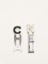 Black & White CHA-NEL Logo Earrings