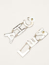 Black & White CHA-NEL Logo Earrings