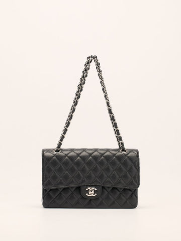 Black Medium Caviar Classic Double Flap Handbag With SHW