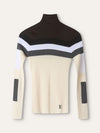 Cream & Brown Striped Turtle Neck Sweater