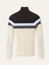 Cream & Brown Striped Turtle Neck Sweater