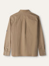 Tan Button-Up Shirt With Embroidered Patches