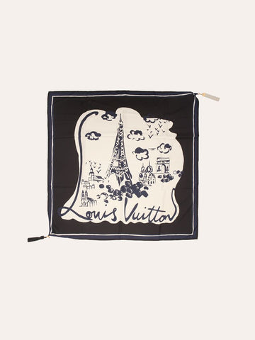 Black & White Eiffel Tower-Around the World Cruise Landmark Scarf