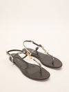 Metallic Silver T Strap Sandals