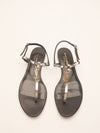 Metallic Silver T Strap Sandals