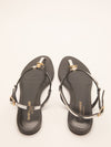 Metallic Silver T Strap Sandals