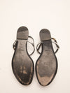 Metallic Silver T Strap Sandals