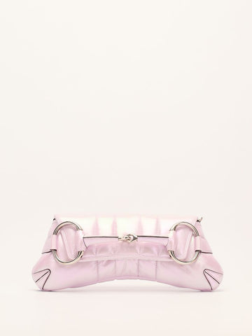 Iridescent Pink Horsebit Shoulder Bag