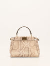 Beige & Multi Mini Python Leather Peekaboo Handbag