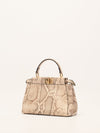Beige & Multi Mini Python Leather Peekaboo Handbag