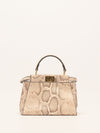 Beige & Multi Mini Python Leather Peekaboo Handbag