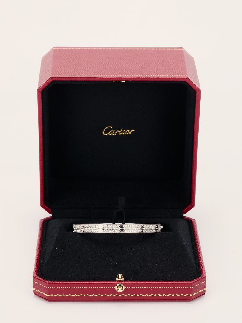 White Gold Pave Diamond Love Bracelet
