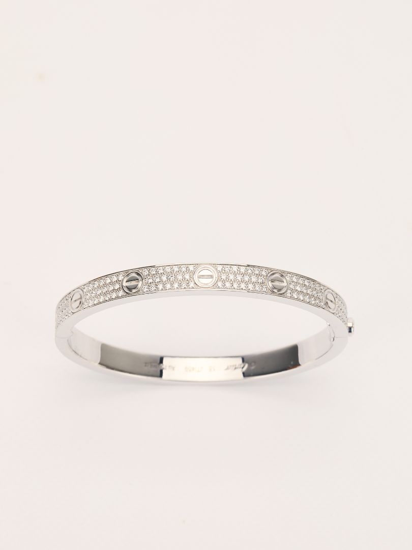 White Gold Pave Diamond Love Bracelet