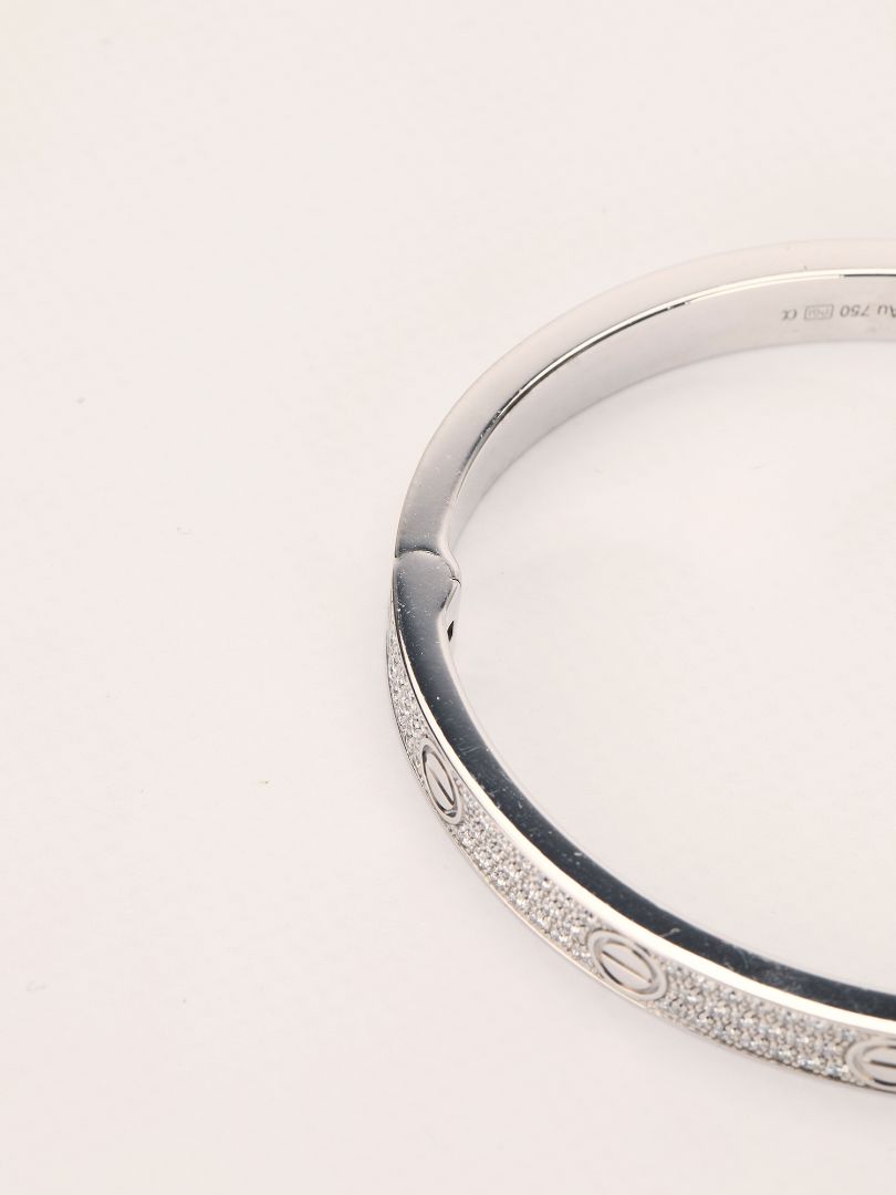 White Gold Pave Diamond Love Bracelet