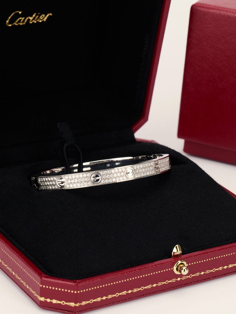 White Gold Pave Diamond Love Bracelet