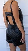 Black GG Embossed Leather Playsuit
