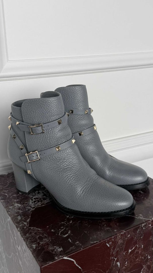 Grey Rockstud Ankle Boots