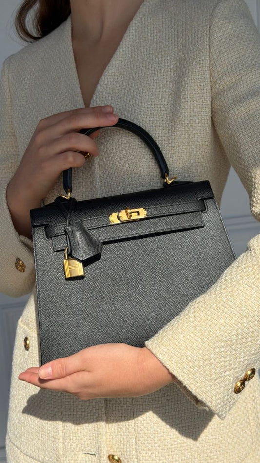 Kelly 25 Noir Veau Epsom With GHW 2025 K Stamp