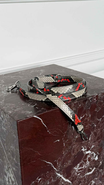 Pink & Grey Thin Adjustable Python Shoulder Bag Strap