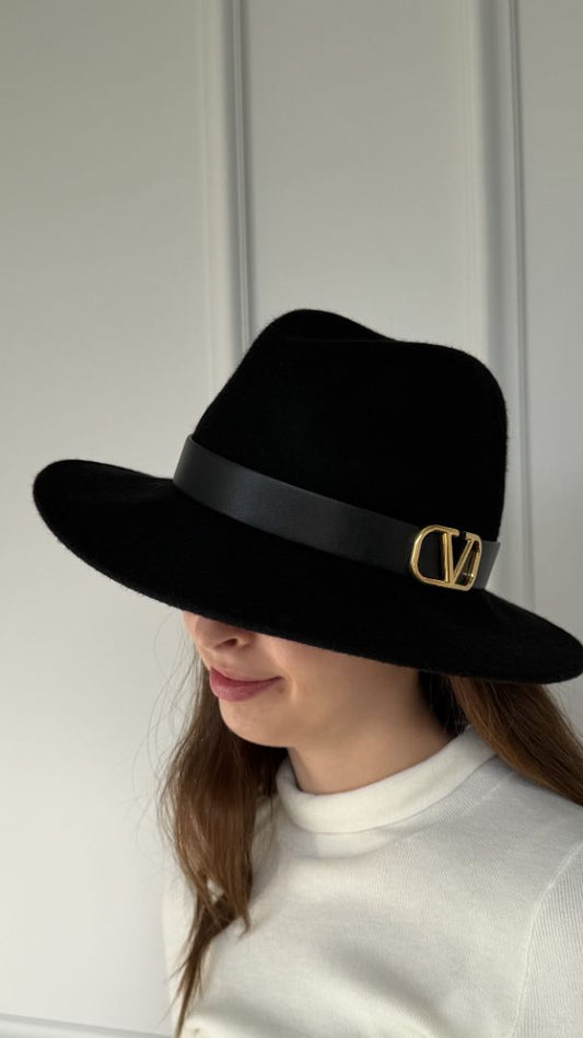 Black VLogo Signature Fedora