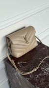 Beige Toy LouLou Chevron Quilted Handbag With GHW