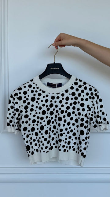 Black & White Polka Dot Short Sleeve Sweater