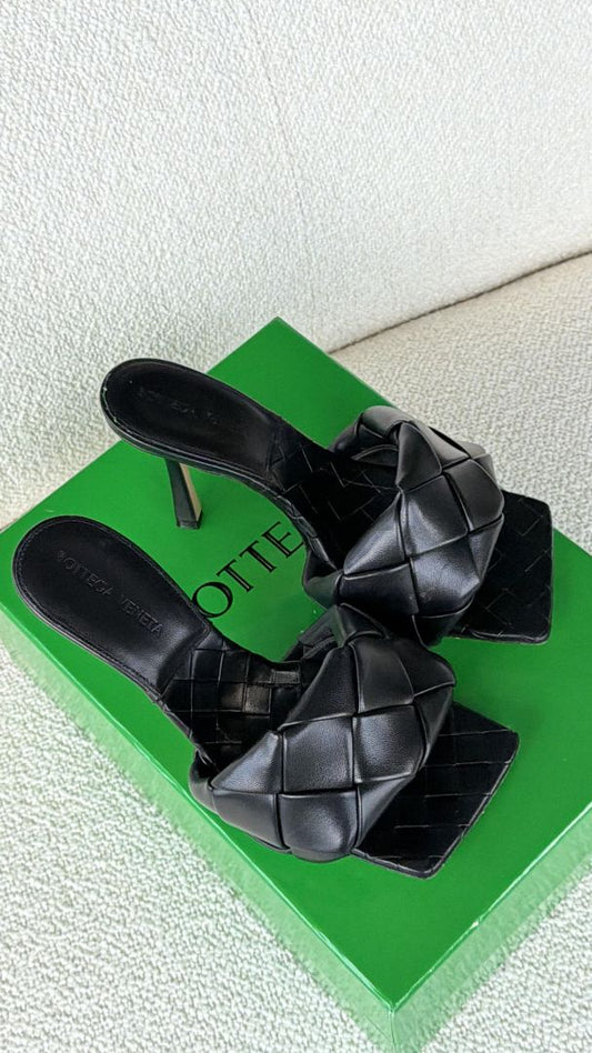 Black Lido Intrecciato Leather Mules