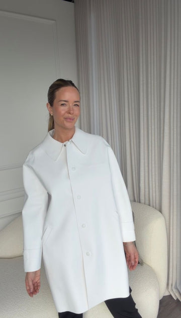 White Leather Look Trench Coat