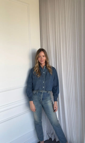 Midi Blue 90'S High-Rise Cropped Slim Jeans