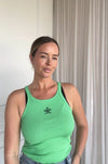 Mint Green Embroidered Cotton Tank Top