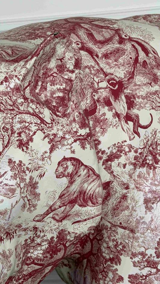 White & Red Toile De Jouy Fiberglass Tiger