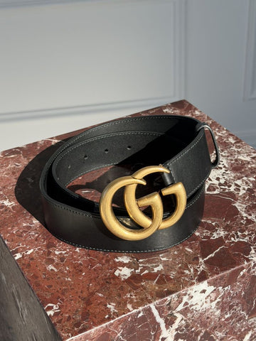 Black GG Marmont Belt With GHW