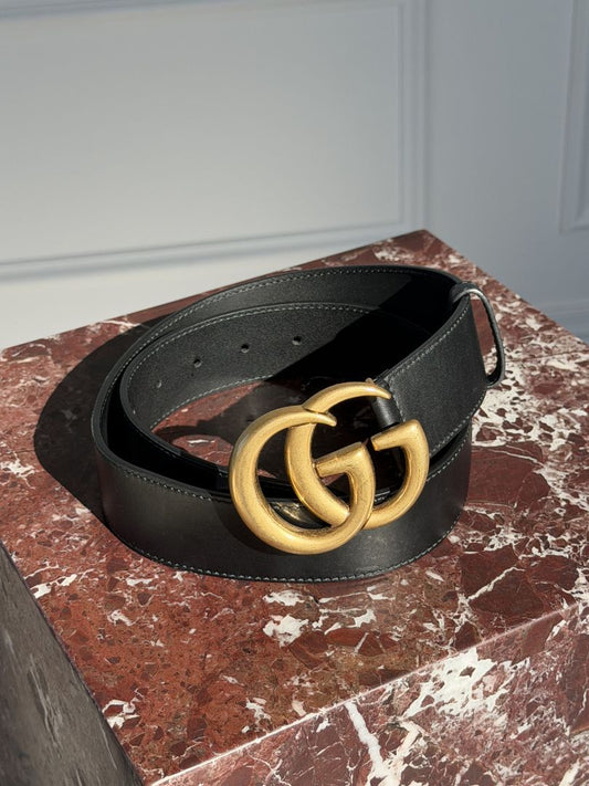 Black GG Marmont Belt With GHW